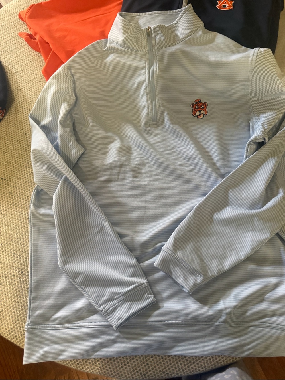 Peter Millar Auburn Tigers Light Blue Quarter-Zip Pullover